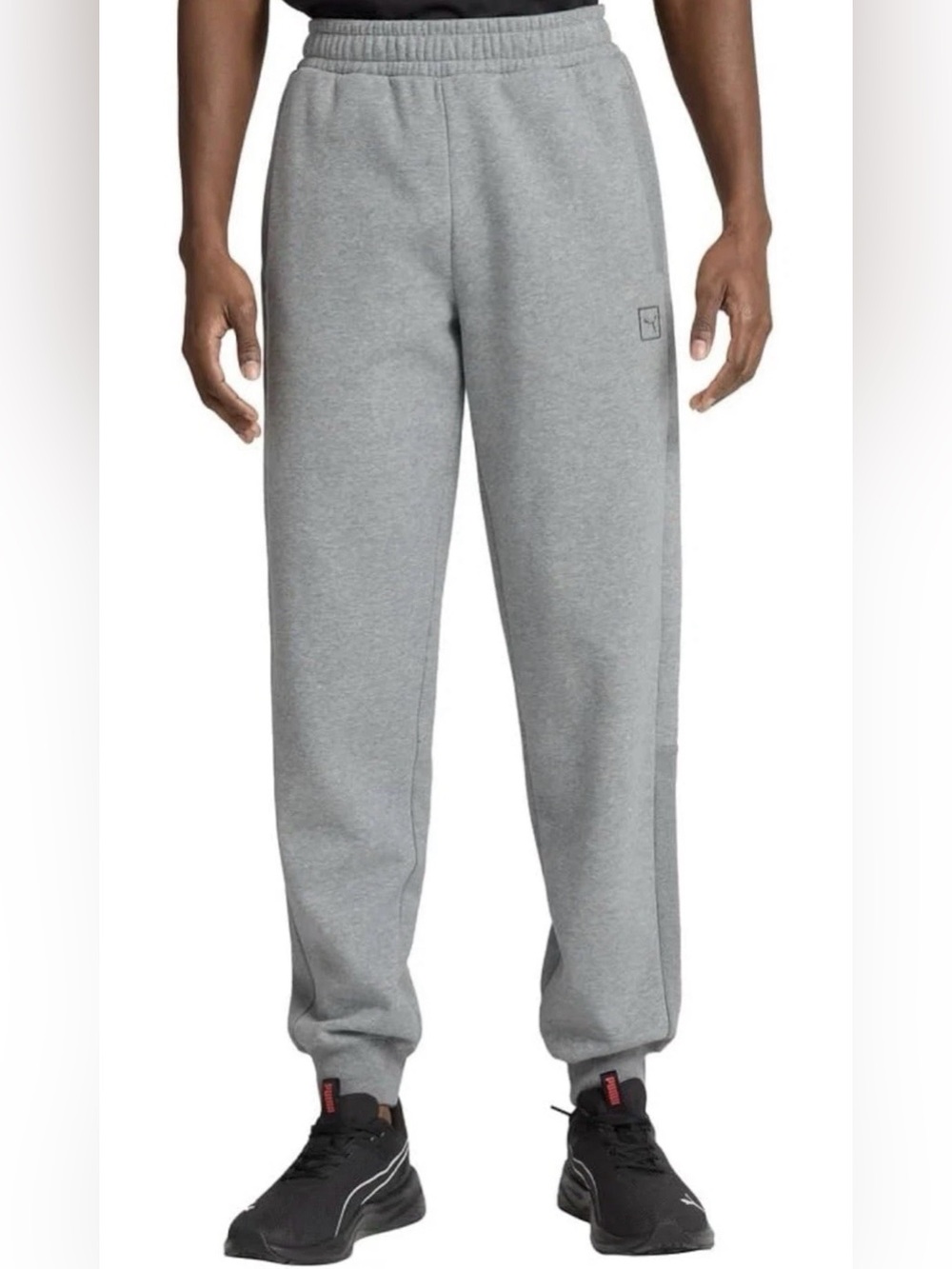 Puma Men's Grey Fleece Joggers with Elastic Waist